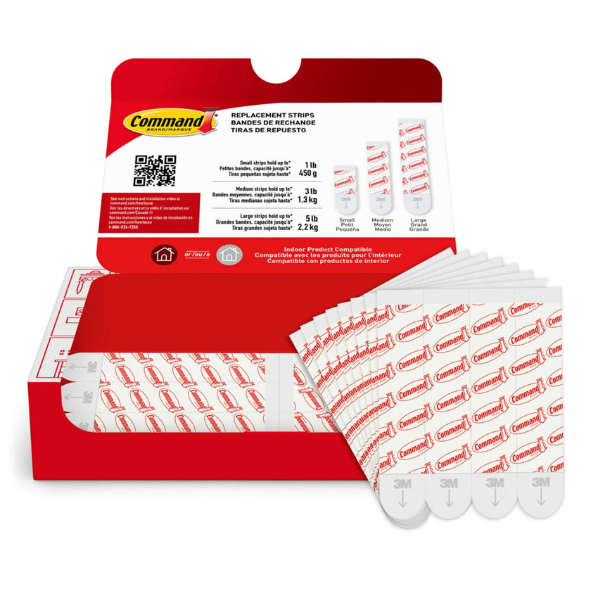 Command Large Refill Adhesive Strips, Damage Free Hanging Wall Adhesive for Large Indoor Wall Hooks, No Tools Removable Adhesives for Living Spaces, 20 White Command Strips 🍁 All In One Marketplace Canada
