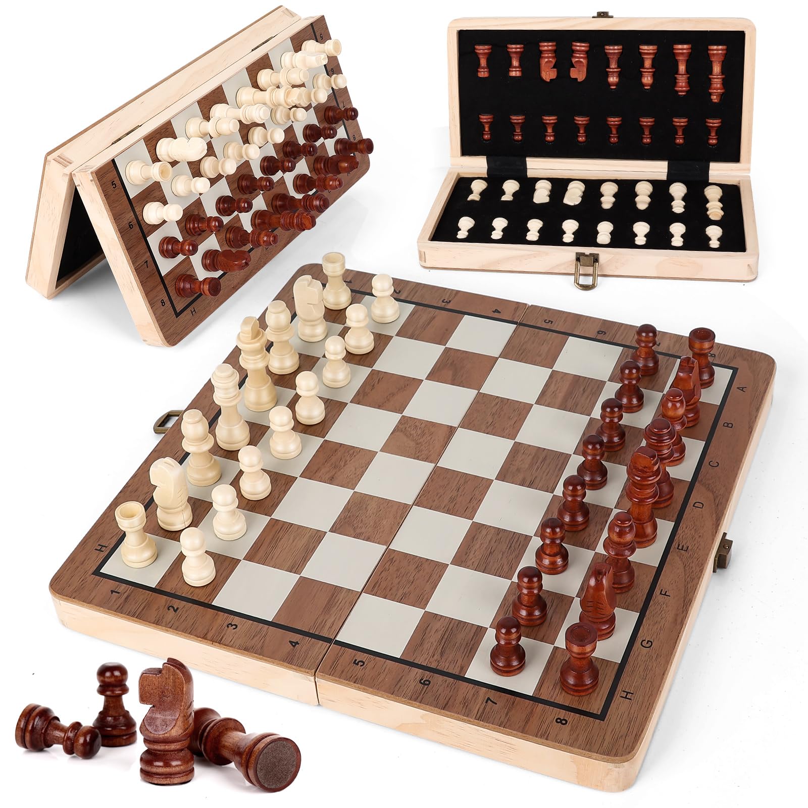 Joneytech Wooden Chess Set,11.5 inch Magnetic Chess Board Folding Design with Storage Travel Chess Game for Kids, Adults and Family Game Night 🍁 All In One Marketplace Canada