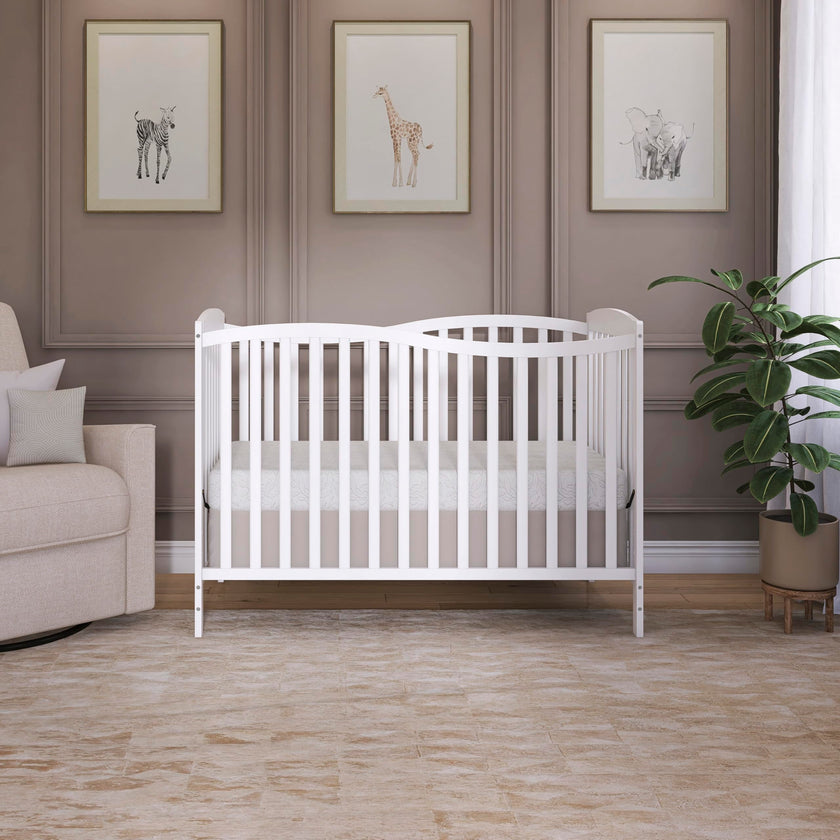 Dream On Me Chelsea 5-In-1 Convertible Crib In White, 4 Mattress Height Positions, Non Toxic Finish, JPMA Certified, Made Of Sustainable And Sturdy Pinewood 🍁 All In One Marketplace Canada