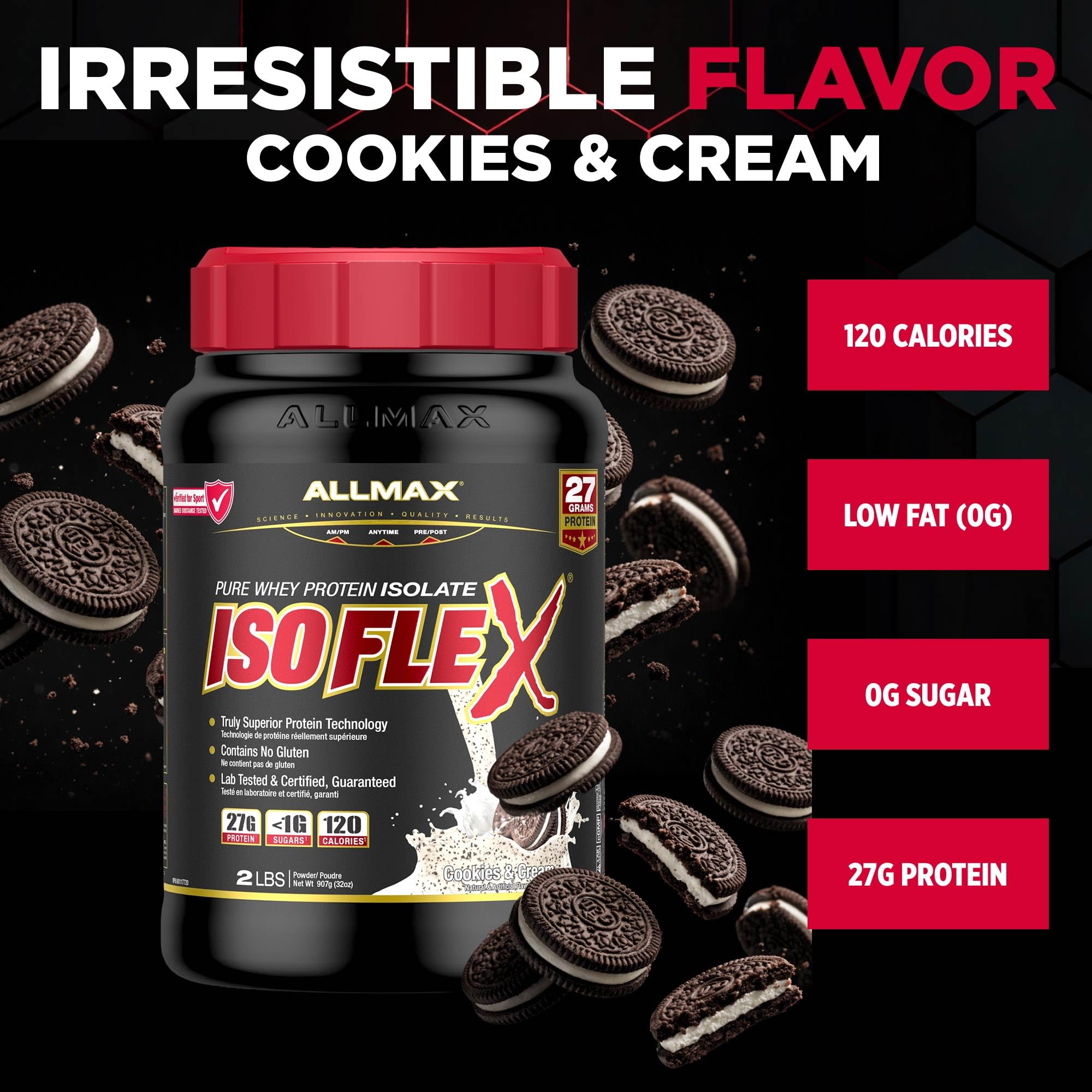 ALLMAX ISOFLEX Whey Protein Isolate, Cookies & Cream, 2 lb 🍁 All In One Marketplace Canada