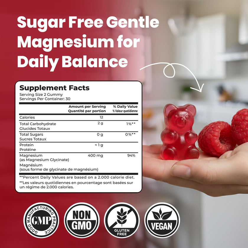 Magnesium Glycinate Gummies (400mg / Serving) - Sugar-Free Magnesium Gummies for Women, Men & Kids, Muscle, Nerve, Bone & Heart Support, Relaxation & Sleep Support - 30 Serving 🍁 All In One Marketplace Canada