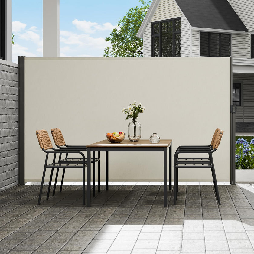 VEVOR Retractable Side Awning, 71''x 138'' Outdoor Privacy Screen, 180g Polyester Water-Proof Retractable Patio Screen, UV 30+ Room Divider Wind Screen for Patio, Backyard, Balcony, Beige 🍁 All In One Marketplace Canada