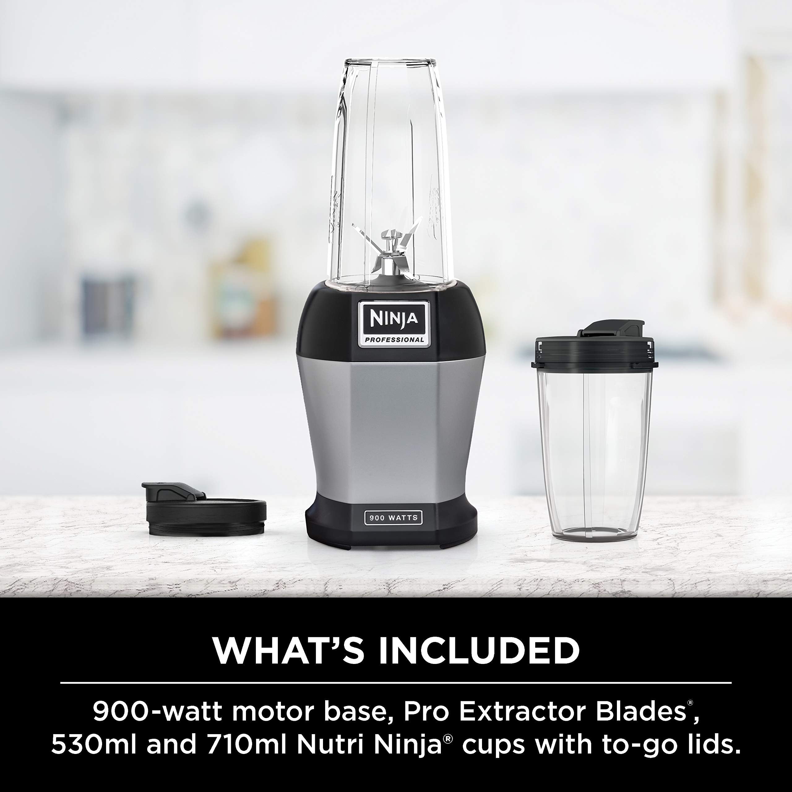 Ninja BL450C, Nutri Pro Personal Blender For Juices, Shakes & Smoothies, 18 and 24 Oz cups, Black/Silver, 900W (Canadian Version) 🍁 All In One Marketplace Canada