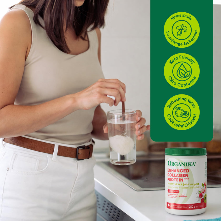 Organika Canadian-Made Enhanced Collagen Protein Powder- Lychee Flavour - Delicious flavour, High Protein Content - Hydrolyzed For Better Absorption – Grass-Fed, Non-GMO - 252g 🍁 All In One Marketplace Canada