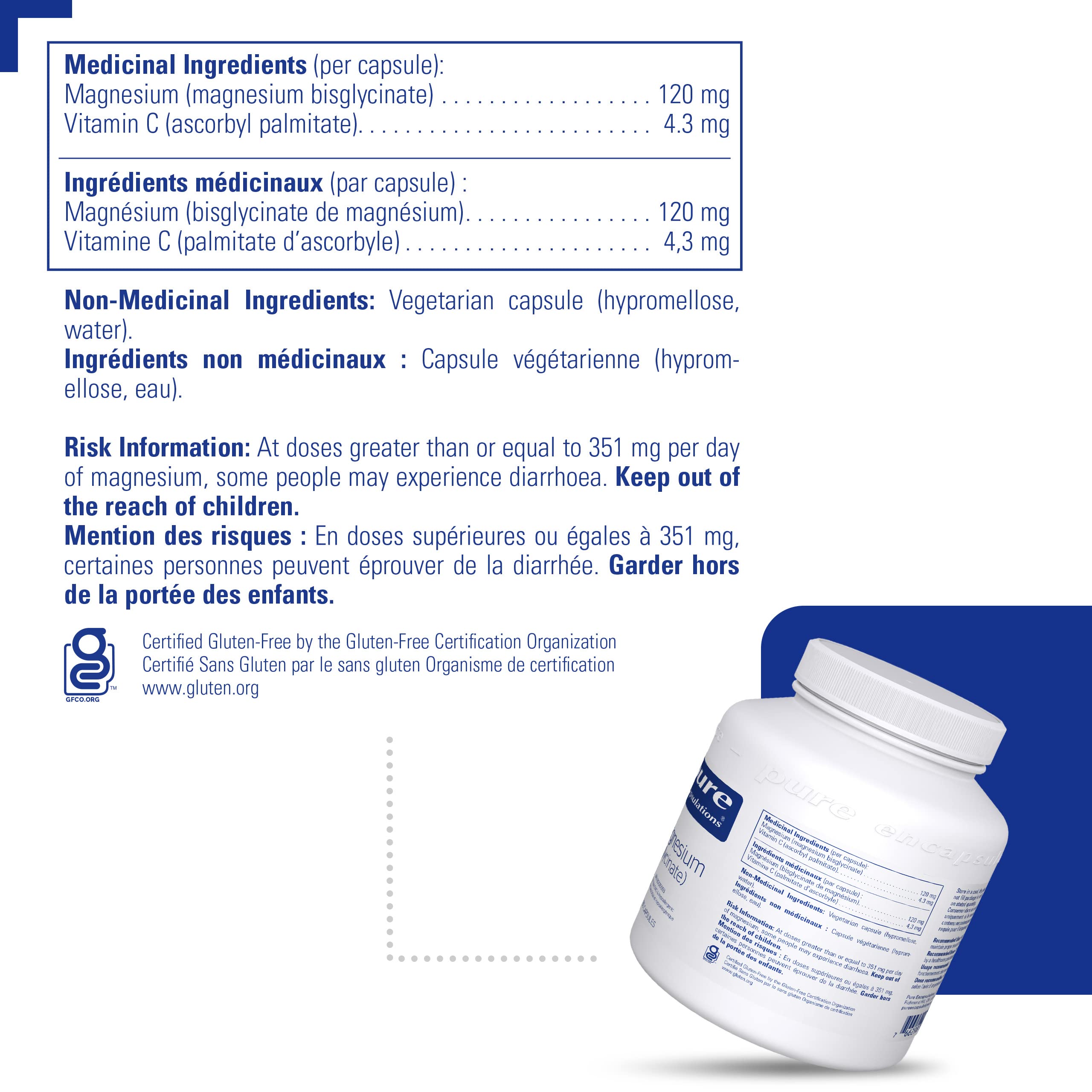 Pure Encapsulations Magnesium (Glycinate) - Supplement to Support Heart Health, Nerves, Muscles & Metabolism* - With Magnesium Glycinate - 180 Capsules 🍁 All In One Marketplace Canada