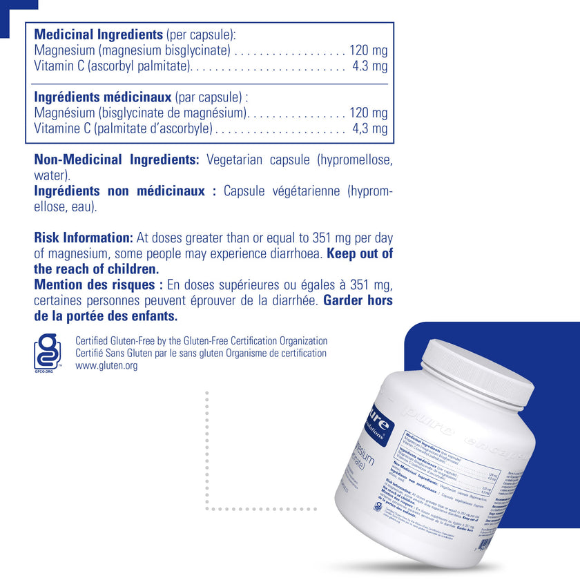 Pure Encapsulations Magnesium (Glycinate) - Supplement to Support Heart Health, Nerves, Muscles & Metabolism* - With Magnesium Glycinate - 180 Capsules 🍁 All In One Marketplace Canada
