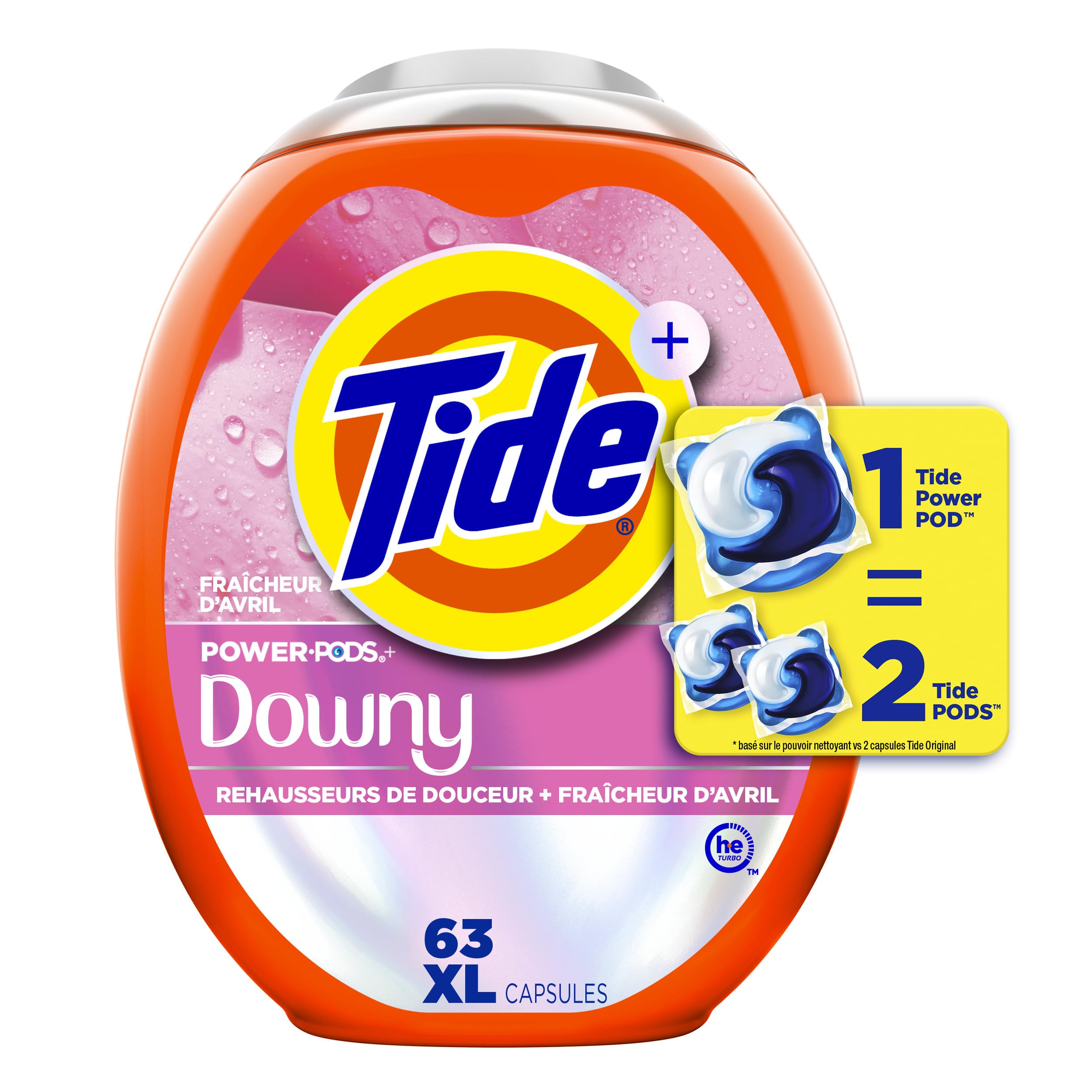 Tide Power PODs + Downy Laundry Detergent Pods, Soft Boosters + April Fresh, 63 Count 🍁 All In One Marketplace Canada