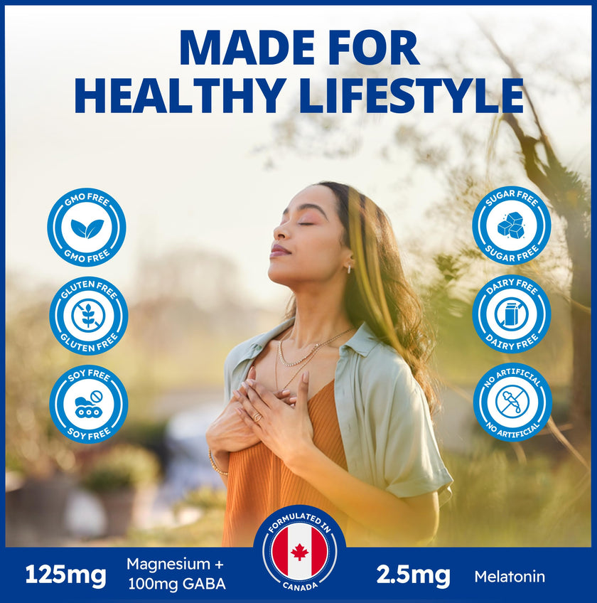 CanPrev Magnesium Bisglycinate Chelated + GABA & Melatonin, 120 Veg Caps, 120-Day Supply, Supports Restful Night, Muscle Function, Promote Relaxation & Balanced Sleep-Wake Cycle, Vegan, No GMO, Gluten 🍁 All In One Marketplace Canada