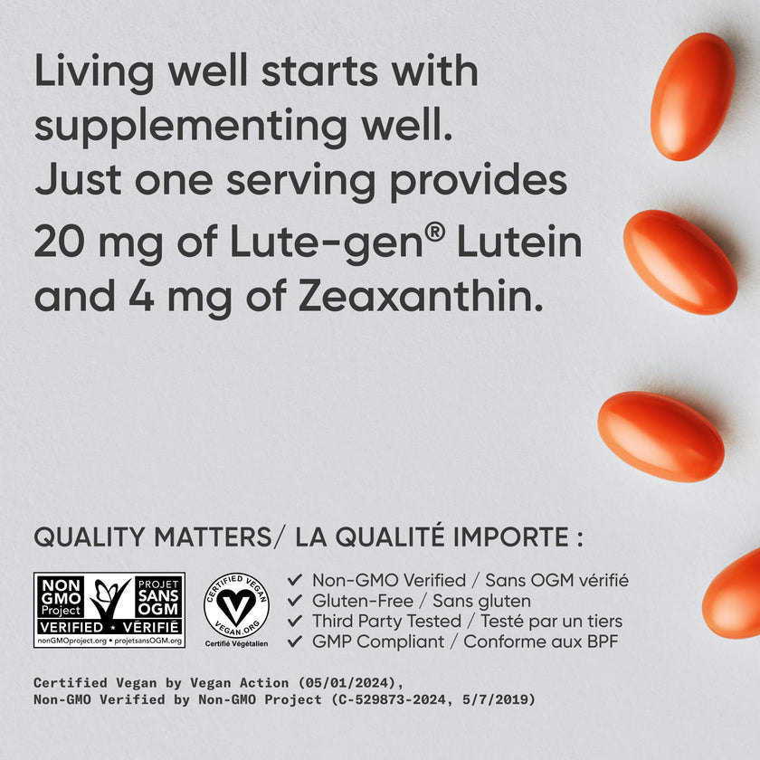 Sports Research® Vegan Lutein + Zeaxanthin (20mg) with Organic Coconut Oil for Better Absorption - Supports Vision & Eye Health - Vegan Certified & Non-GMO Verified (120 Softgels) 🍁 All In One Marketplace Canada