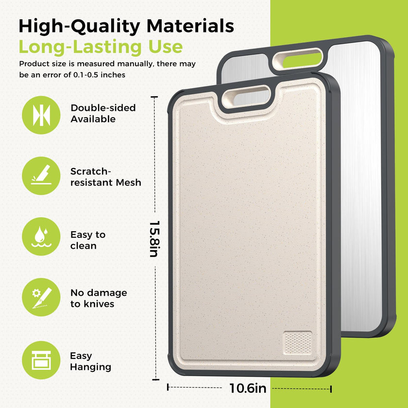 Titanium Cutting Board for Kitchen, Cutting Board Double Sided Food Grade, Pure Titanium/PP, Easy to Clean Large Size 16”×10” 🍁 All In One Marketplace Canada