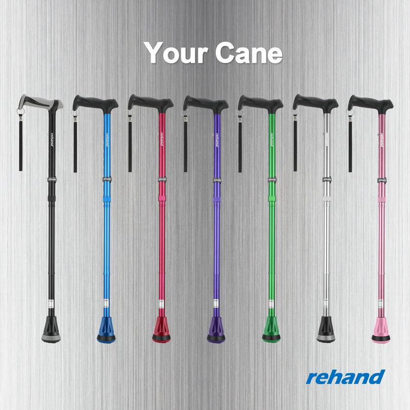 REHAND Walking Cane - Foldable, Adjustable, Collapsible Walking Canes for Men & Women, Heavy Duty All Terrain Tip, with Travel Bag | Walking Sticks for Seniors & Adults (Natural Black) 🍁 All In One Marketplace Canada