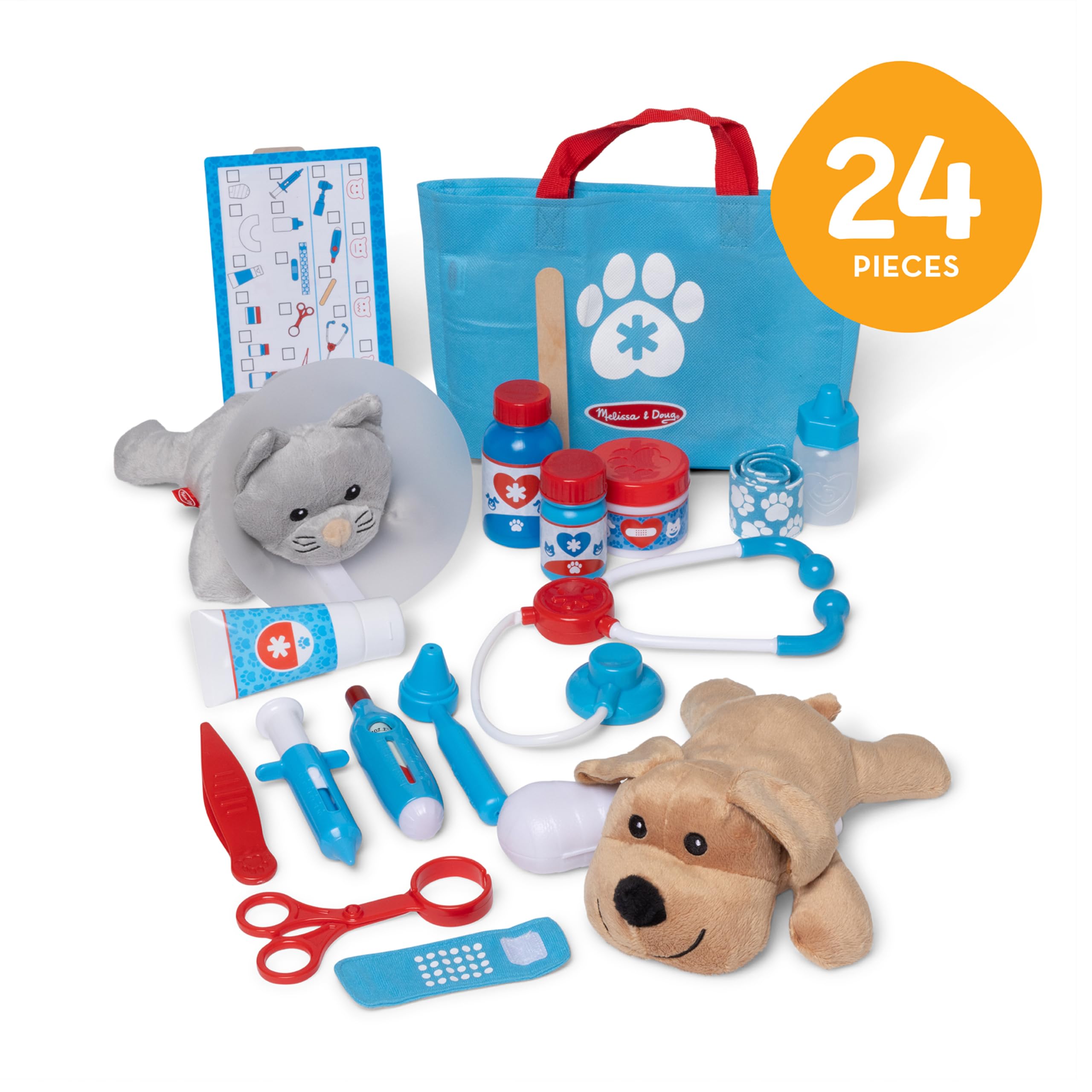 Melissa & Doug Examine and Treat Pet Vet Play Set, 24-Piece Animal Doctor Playset with Dog & Cat Plushies, Pet Doctor Kit & Accessories, Preschool Toys for Girls & Boys Ages 3+ 🍁 All In One Marketplace Canada