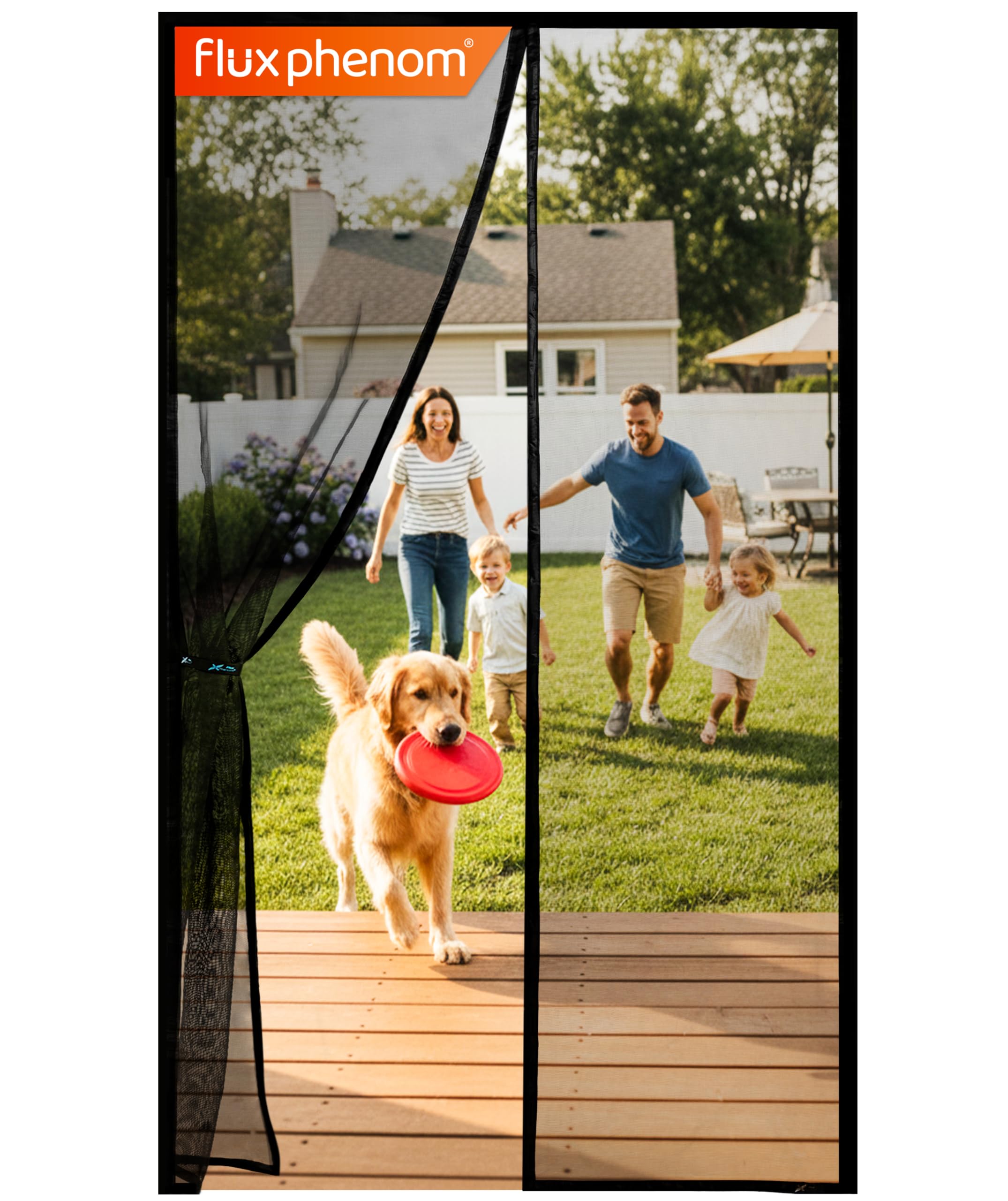 Flux Phenom Magnetic Screen Door - Bugs Out, Breeze in - 9min Install Auto-Sealing Heavy Duty Double Stitched Mesh, 52 Magnets, Hands Free Sliding & Patio Doors Net, Pet & Kid Friendly, 38 x 82 Inch 🍁 All In One Marketplace Canada