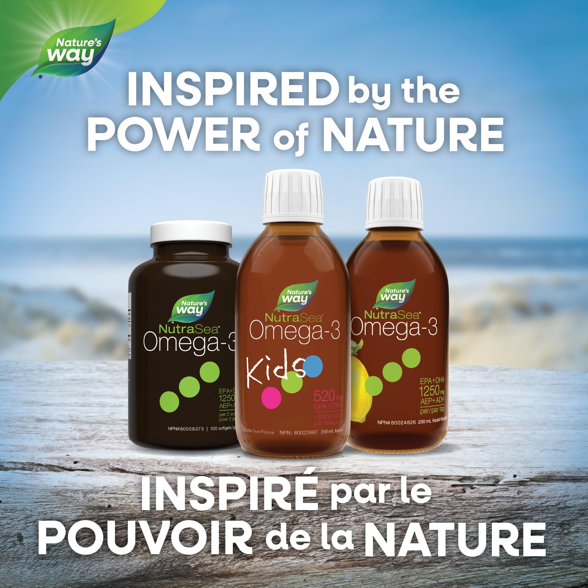 Nature's Way NutraSea Kids Omega 3 + Vitamin D Fish Oil Liquid Supplement for Kids Ages 1 to 14 – Bubblegum Flavour – Brain, Eye & Bone Support – EPA & DHA + GLA + D3, 200 mL 🍁 All In One Marketplace Canada
