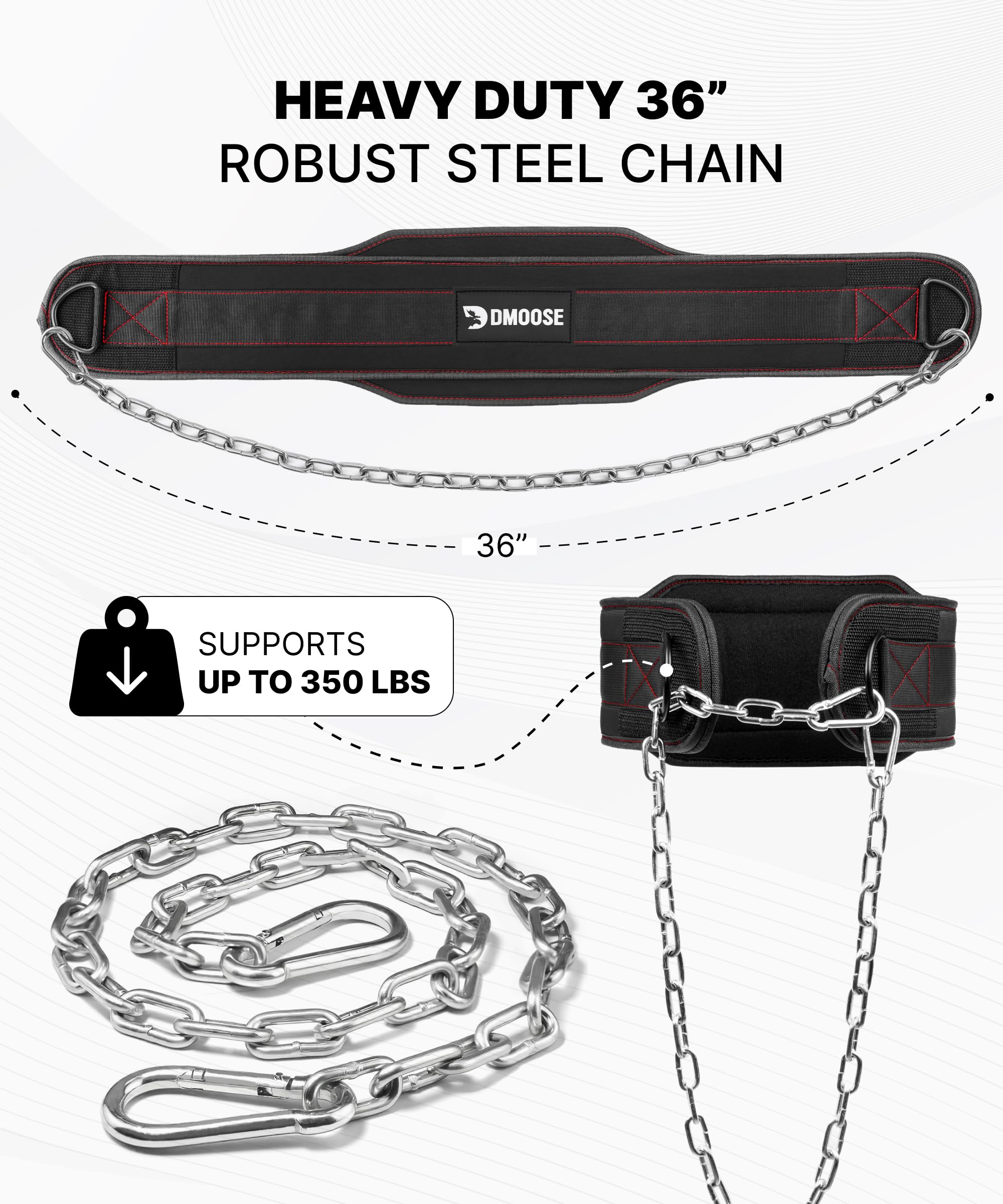 DMoose Dip Belt for Weightlifting, Weight Belt with Chain for Pullup, Gym Lifting Belt for Powerlifting, Squat, Bodybuilding, Heavy Duty Steel, Workout Belt with Comfortable Neoprene Support 🍁 All In One Marketplace Canada