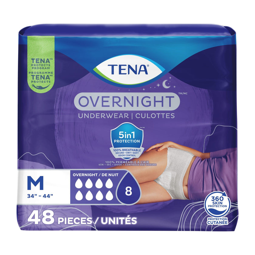 TENA Adult Incontinence, Discrete Disposable, Underwear, Comfortable Fit, Overnight Protection, Unisex, Medium (M), 48 Count 🍁 All In One Marketplace Canada