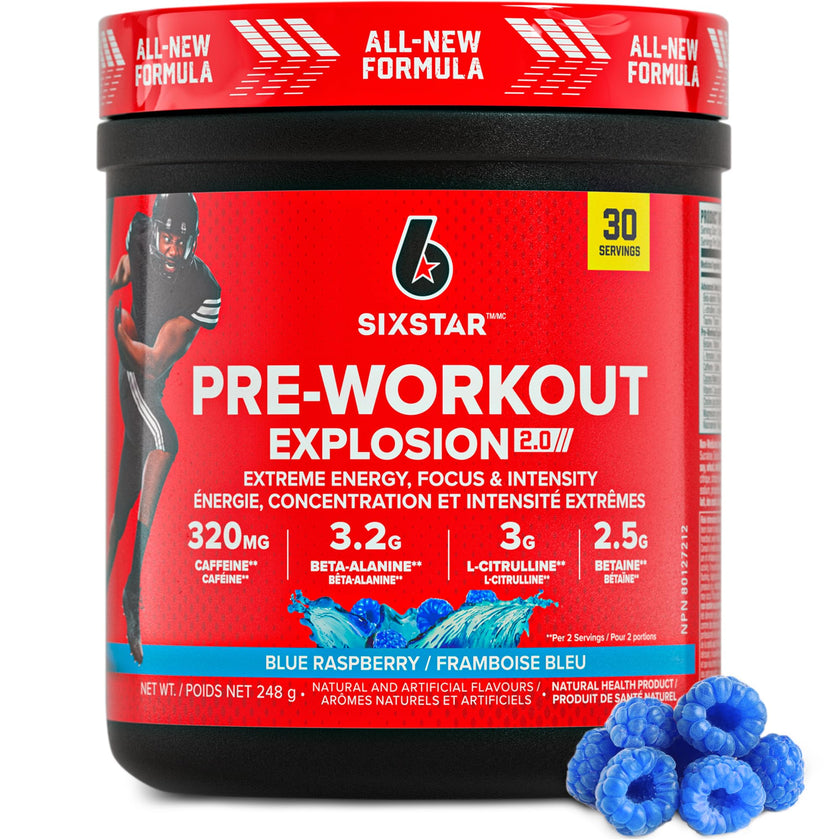 Six Star Pre-Workout Explosion for Men & Women, Blue Raspberry, 30 Servings 🍁 All In One Marketplace Canada