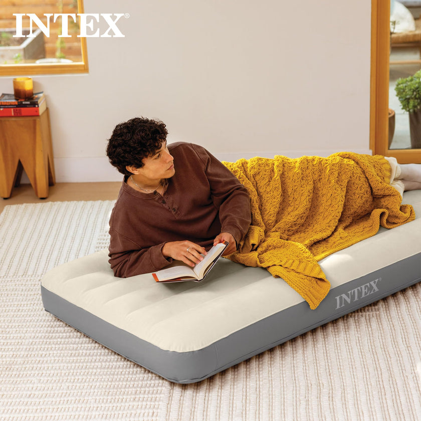 INTEX 64102E Dura-Beam Standard Single-High Air Mattress: Fiber-Tech – Full Size – 10in Bed Height – 600lb Weight Capacity – Pump Sold Separately 🍁 All In One Marketplace Canada