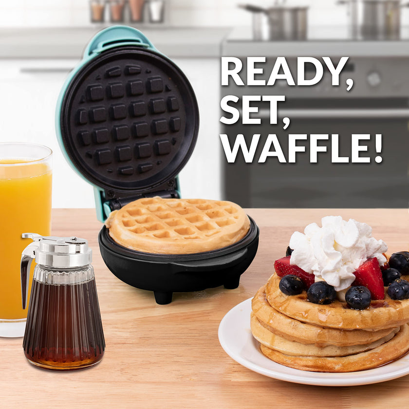 Nostalgia MyMini Personal Electric Waffle Maker, 5-Inch Cooking Surface, Waffle Iron for Hash Browns, French Toast, Grilled Cheese, Quesadilla, Brownies, Cookies, Aqua 🍁 All In One Marketplace Canada