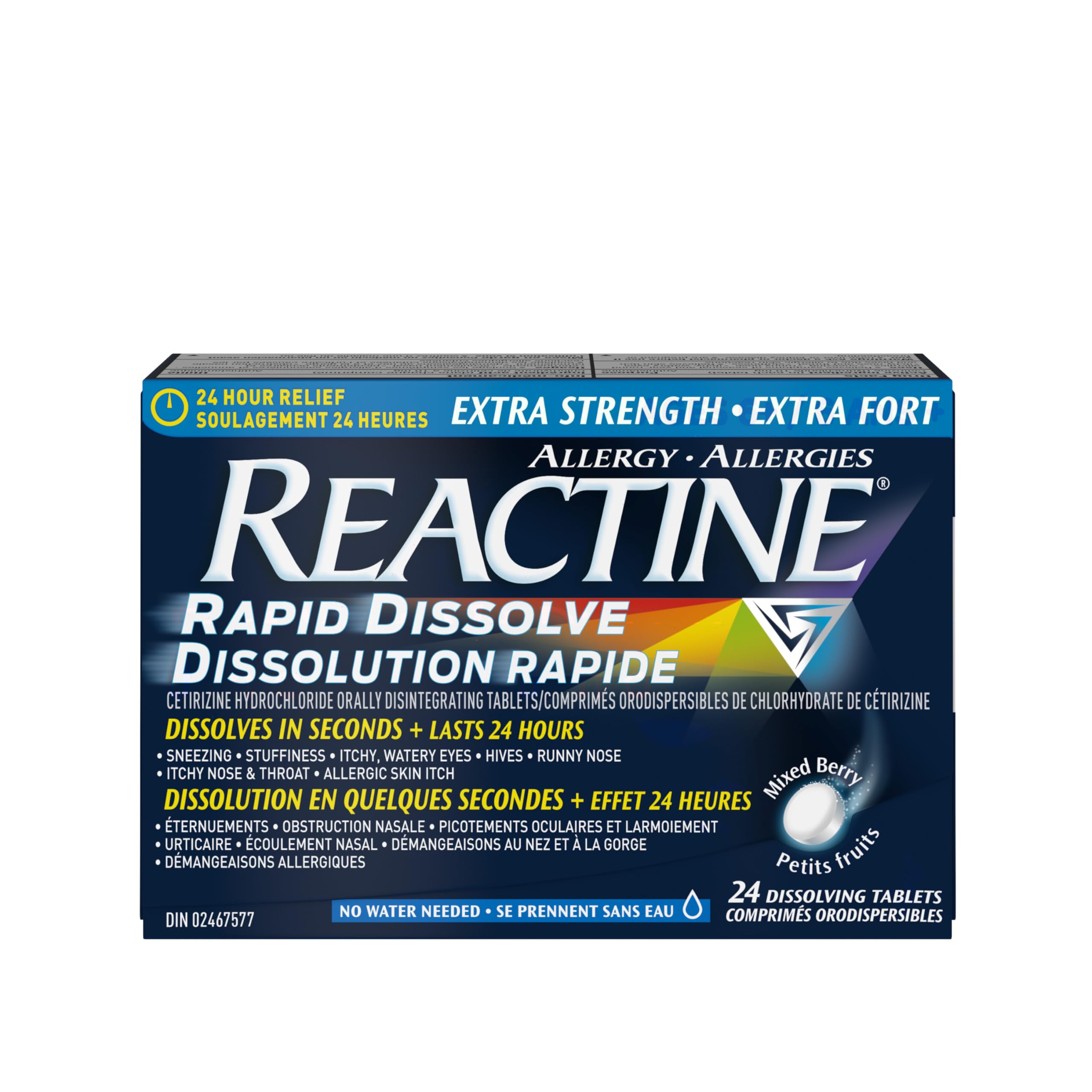 Reactine Rapid Dissolve Extra Strength Tablets - For Itchy Eyes, Hives, Runny Nose - 24 Hour Allergy Relief - 24 Count 🍁 All In One Marketplace Canada