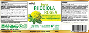 Herba Rhodiola Rosea Supplement 200mg - 90 Capsules | 6:1 Extract | Rhodiola Supplement with Min 3% Rosavins and 1% Salidrosides | Help Relieve Symptoms of Stress | Made in Canada 🍁 All In One Marketplace Canada