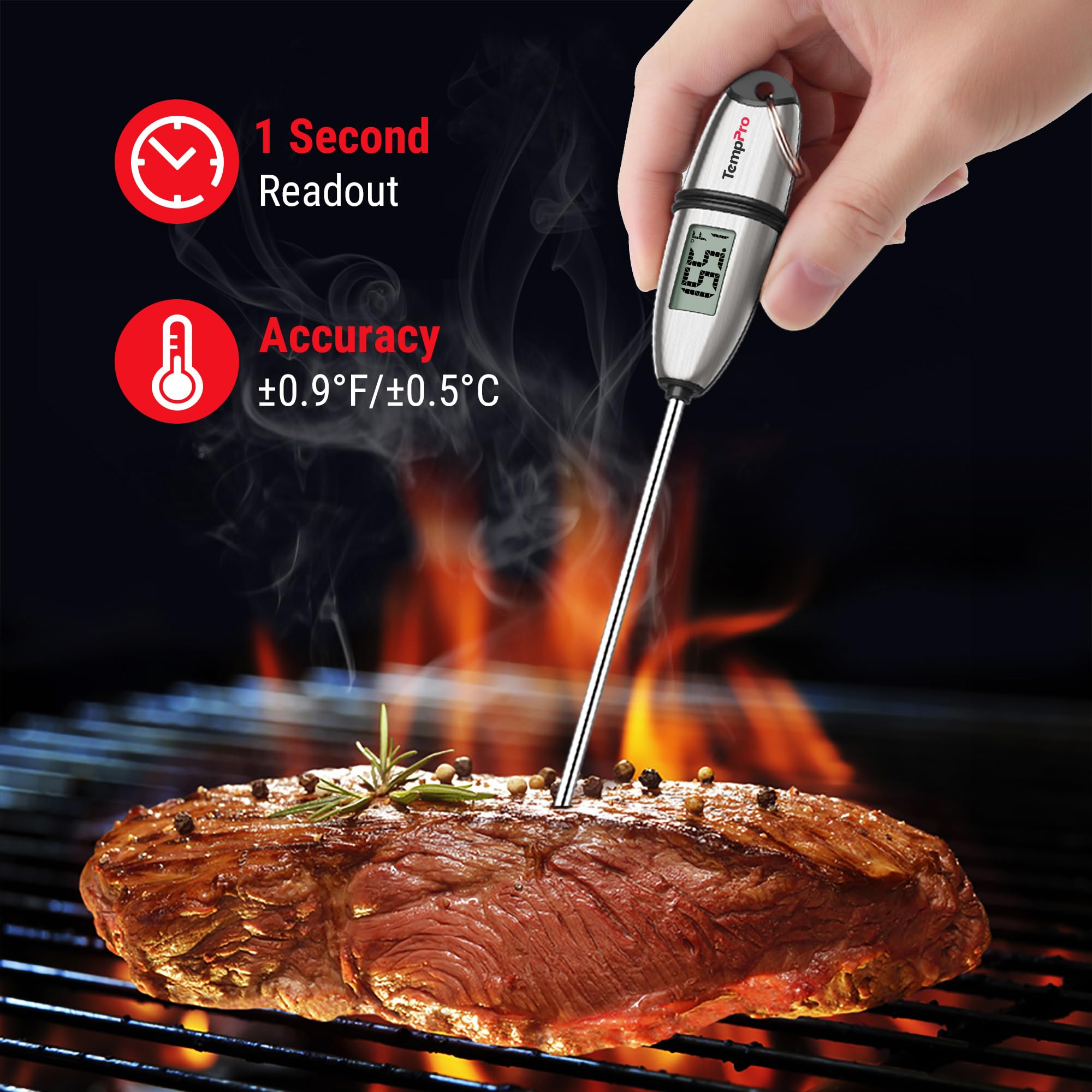 TempPro TP02S Digital Food Thermometer for Cooking Bread Baking Sourdough Liquids, Meat Thermometer Digital with Super Long Probe for Kitchen BBQ Yogurt Candy Making Accessory (Previously ThermoPro) 🍁 All In One Marketplace Canada
