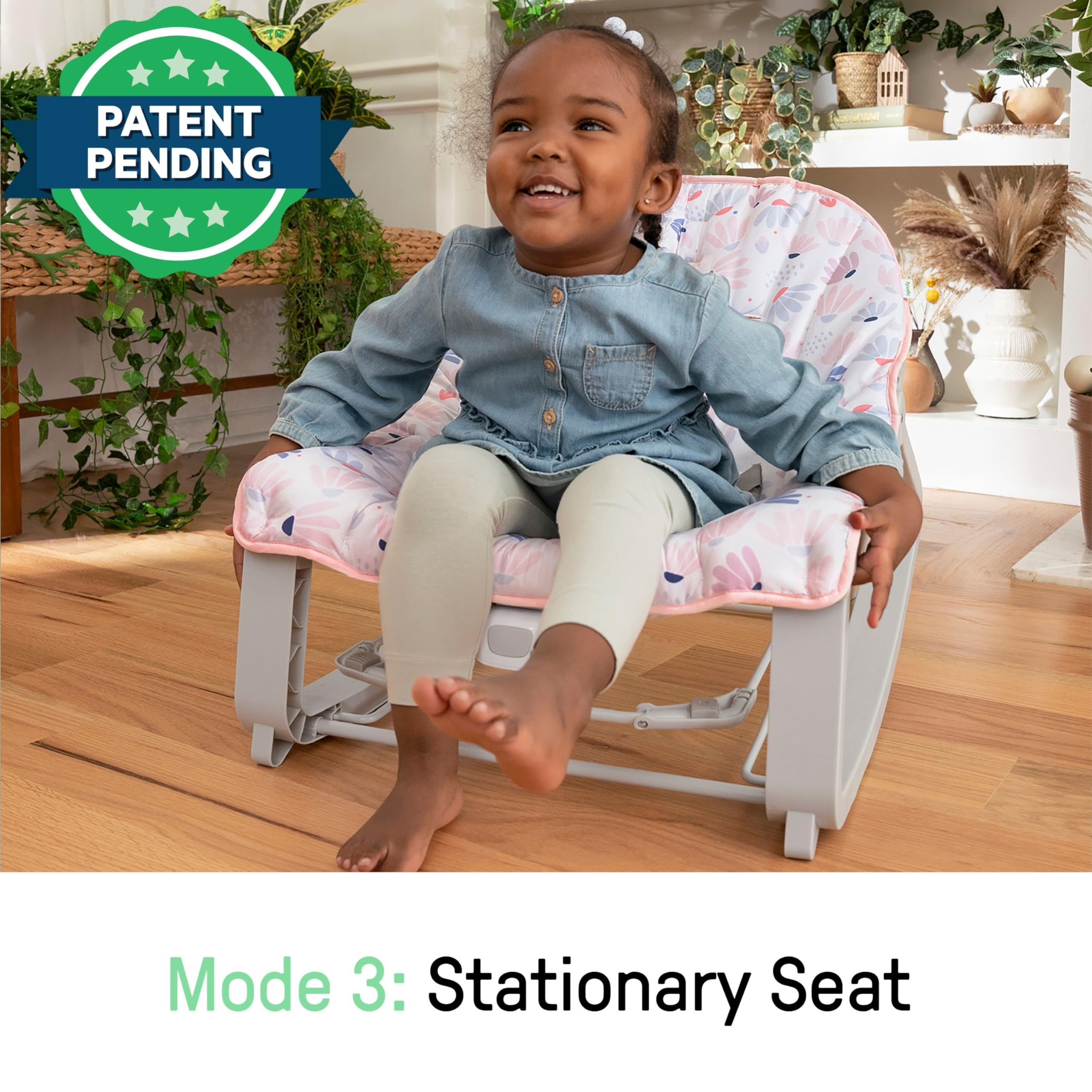 Ingenuity Keep Cozy 3-in-1 Grow with Me Vibrating Baby Bouncer Seat & Infant to Toddler Rocker, Vibrations & Toy Bar, 0-30 Months Up to 40 lbs (Pink Burst) 🍁 All In One Marketplace Canada