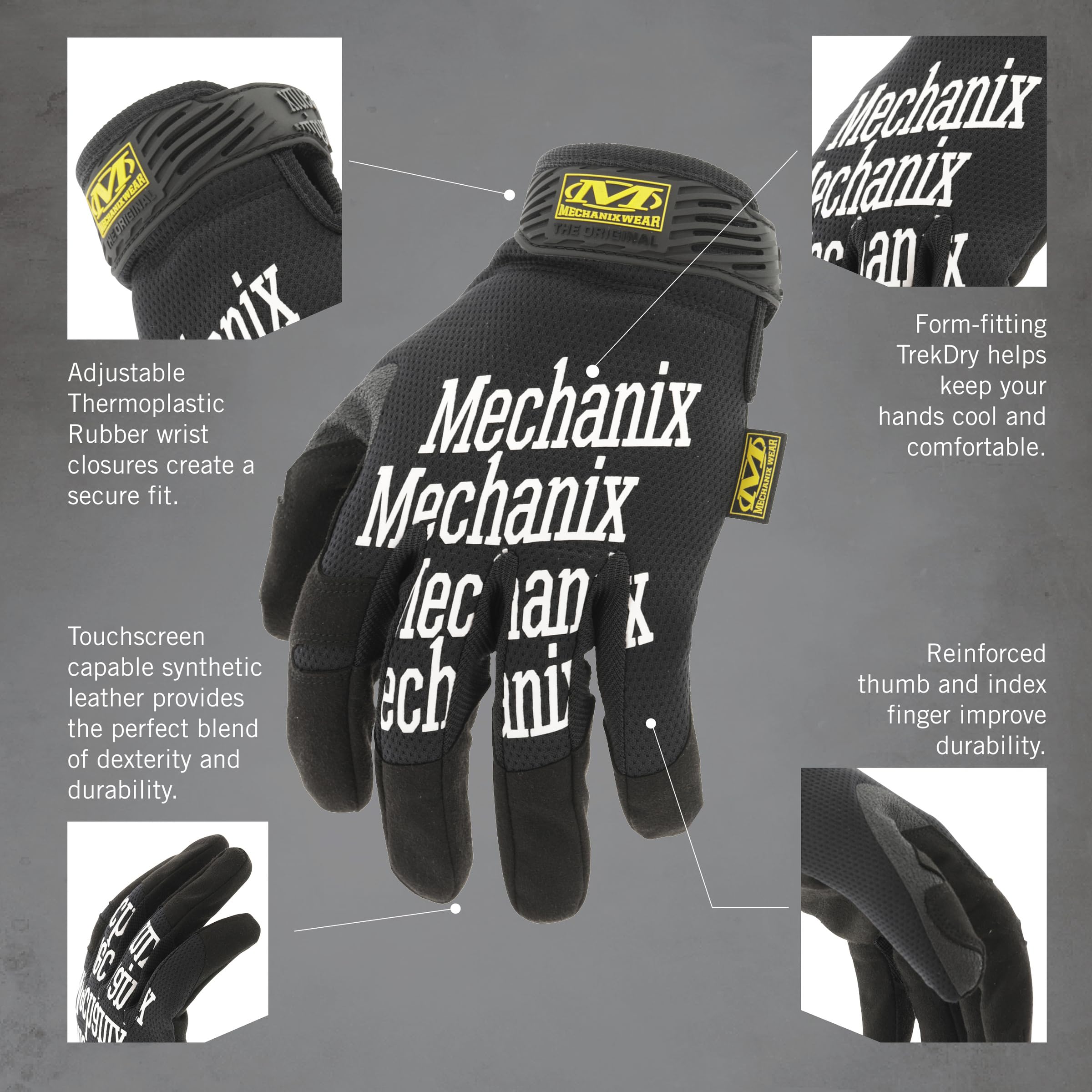 Mechanix Wear: The Original Work Glove with Secure Fit, Synthetic Leather Performance Gloves for Multi-purpose Use, Durable, Touchscreen Capable Safety Gloves for Men (Black, Large) 🍁 All In One Marketplace Canada