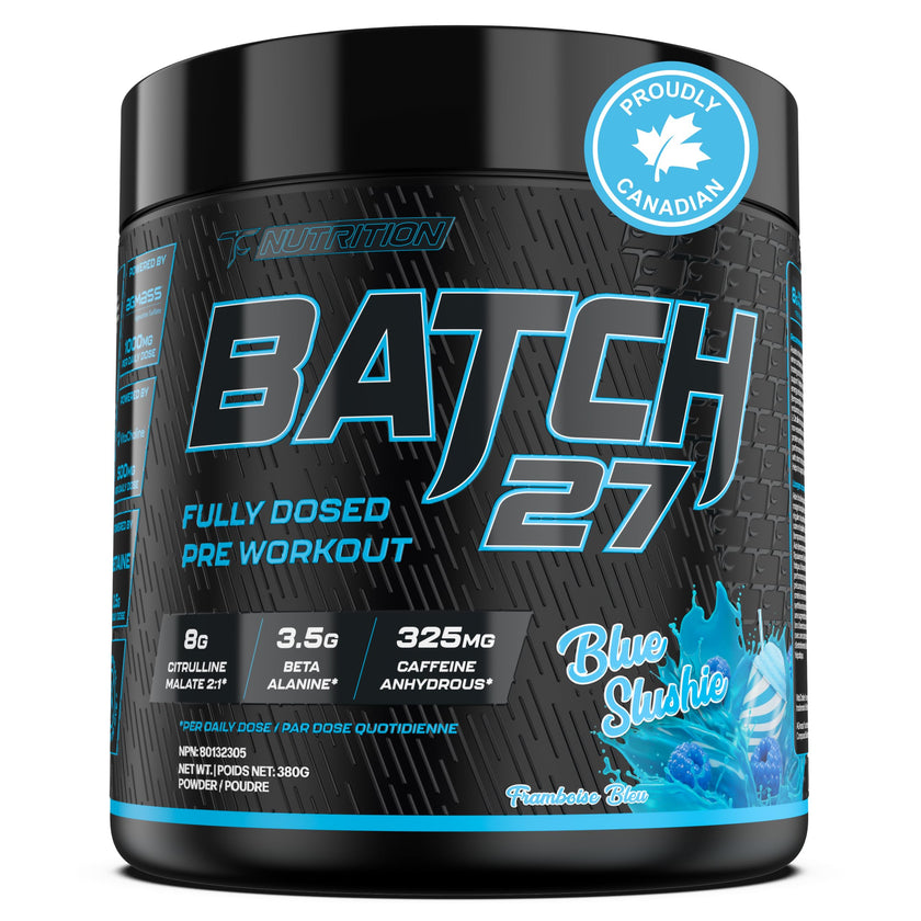 Batch 27 Pre Workout Powder - Nitric Oxide Booster & Preworkout for Men and Women w/Citrulline, Beta Alanine, Caffeine for Enhanced Energy, Endurance, & Reduced Fatigue - 40 Servings, Blue Slushie 🍁 All In One Marketplace Canada