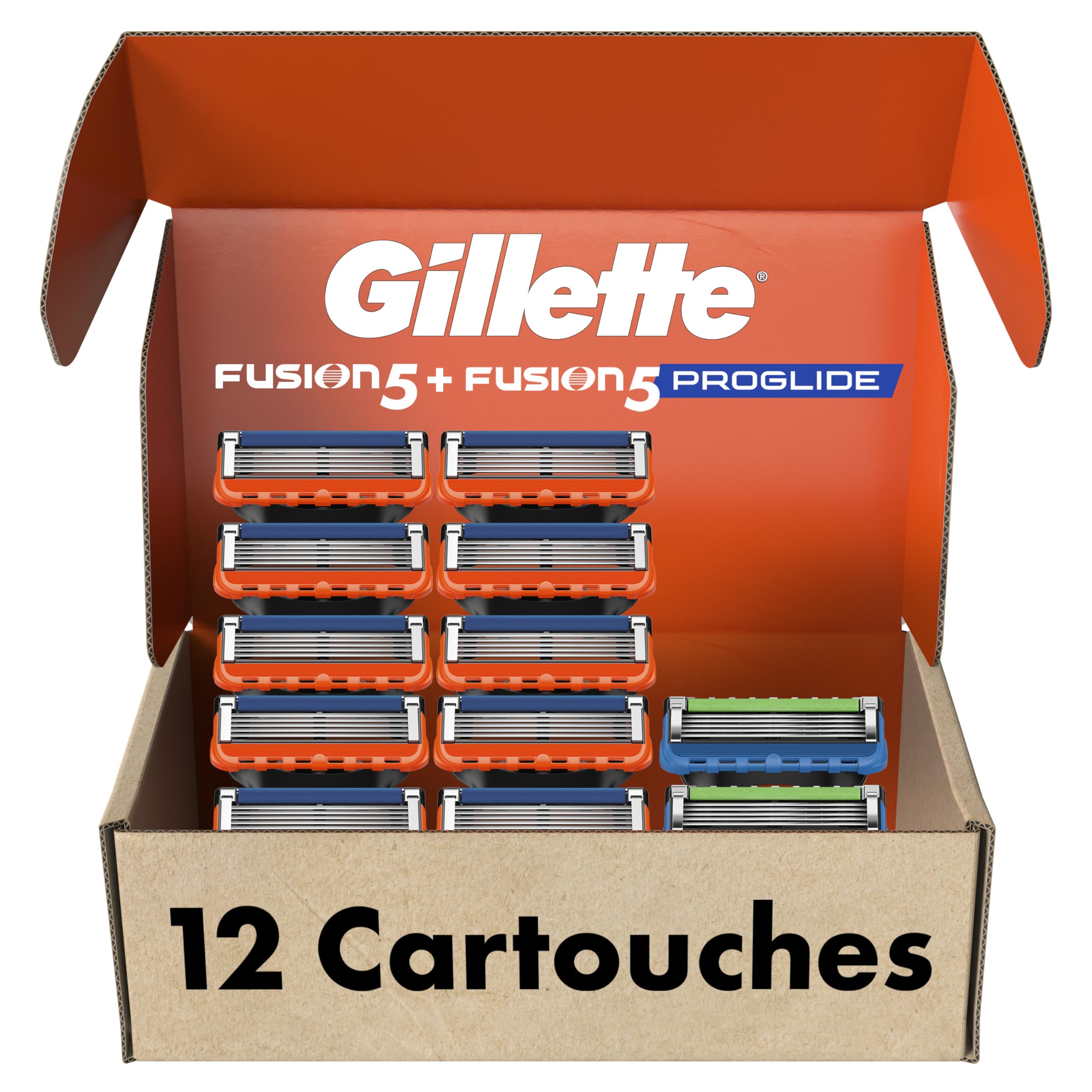 Gillette Fusion 5 Blades Refill, Razor Blades Men, 10 Fusion5 + 2 ProGlide Razors refills, 5-Blade Cartridges, 12 Total Refills 🍁 All In One Marketplace Canada