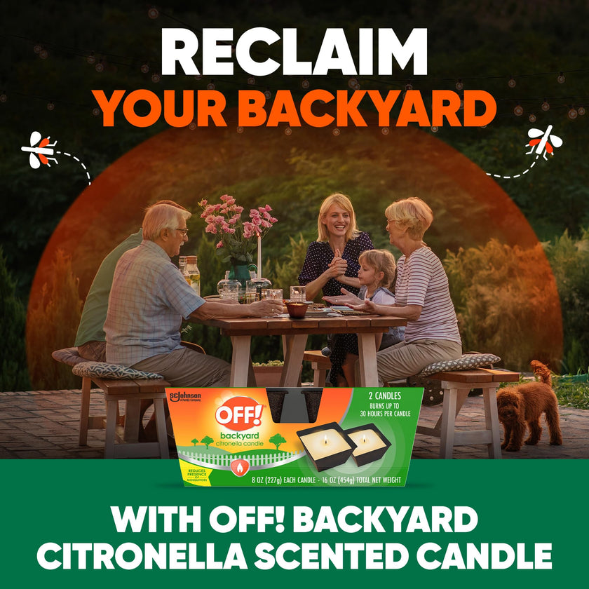 Off! Backyard Citronella Scented Candle, Ambiance Enhancing Centerpiece, Burns for up to 25 Hours, 16 oz (Pack of 2) 🍁 All In One Marketplace Canada