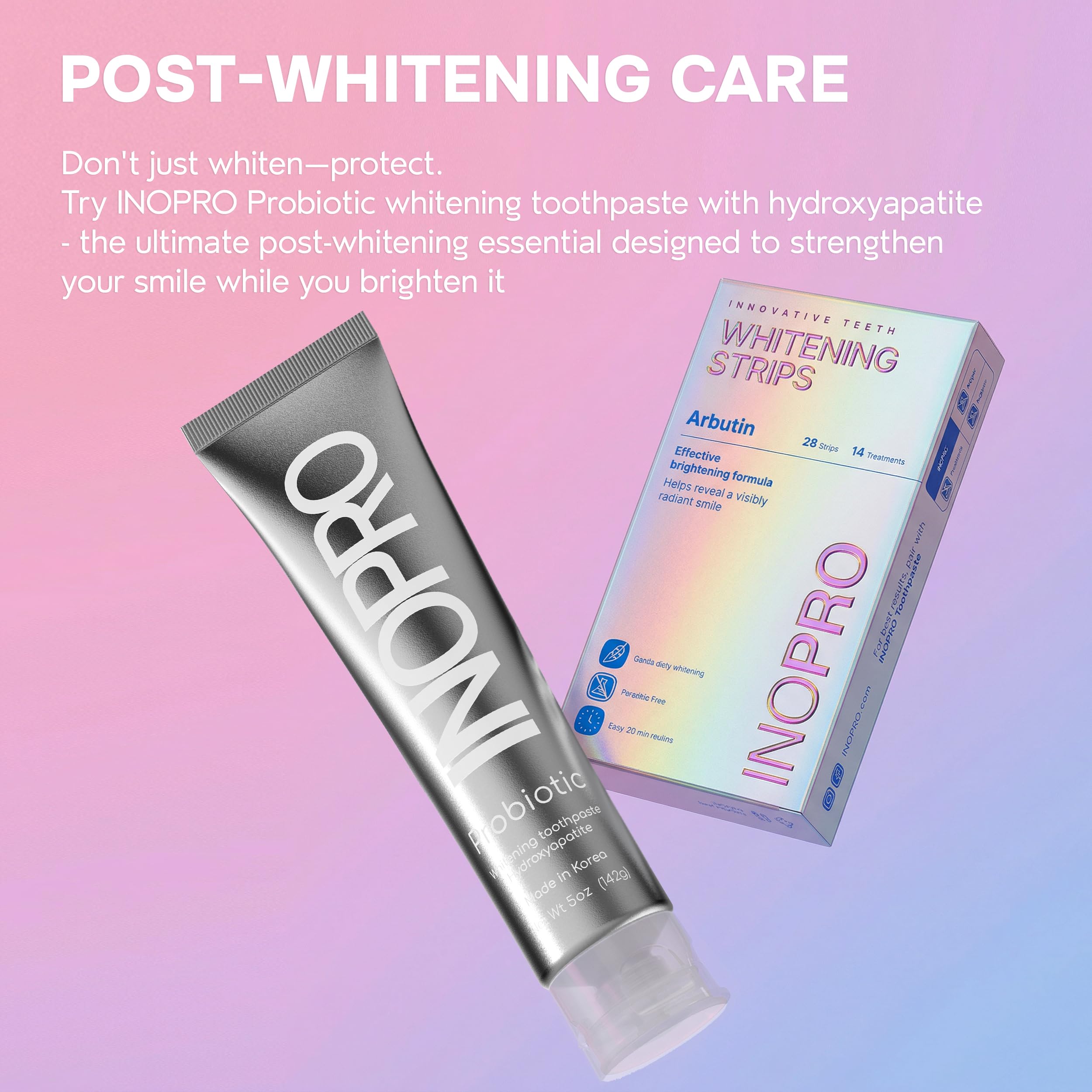 InoPro Teeth Whitening Strips 14 Treatments Kit - Sensitive Teeth Whitener, Peroxide Free, Enamel Safe Green White Strips, Deep Stains Removal - Instant Teeth Whitening Without The Harm (28 Strips) 🍁 All In One Marketplace Canada