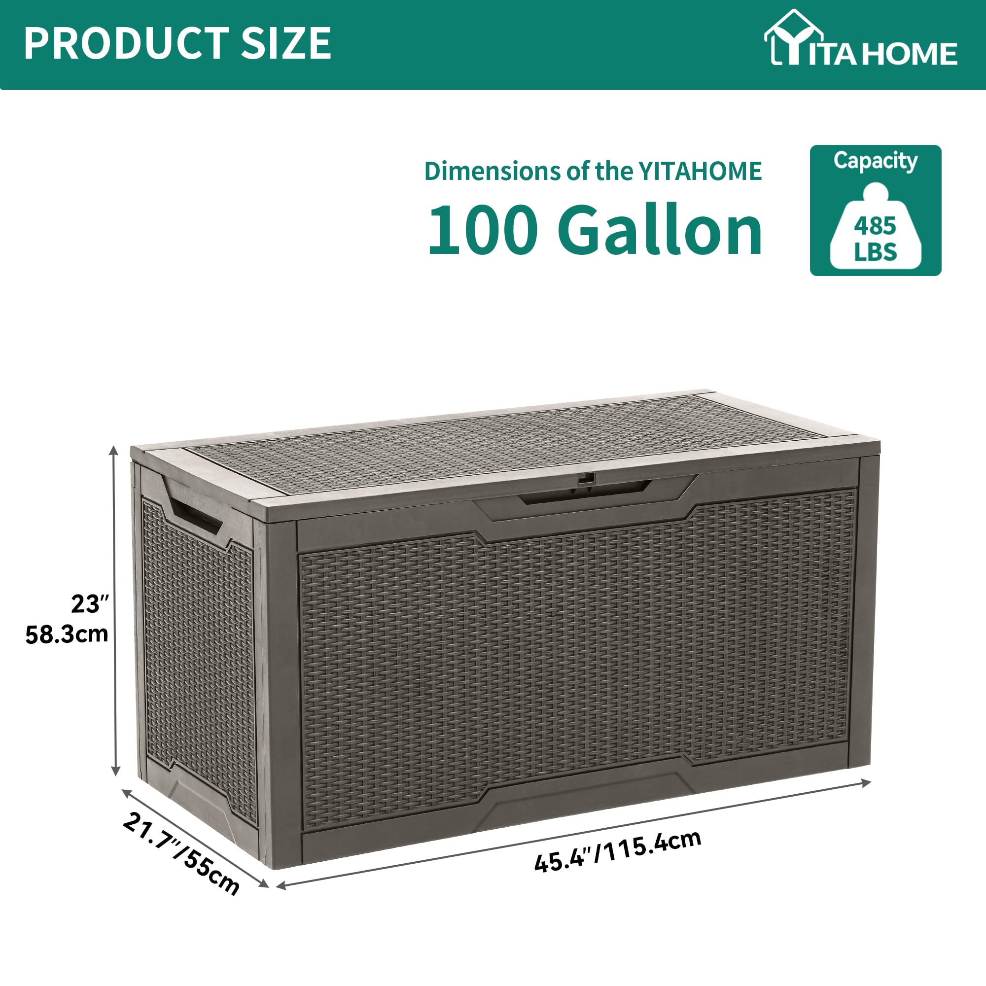 YITAHOME 100 Gallon Large Resin Deck Box Outdoor Storage Boxes for Patio Furniture, Outdoor Cushions, Garden Tools and Pool Supplies-Waterproof,Lockable (Taupe) 🍁 All In One Marketplace Canada