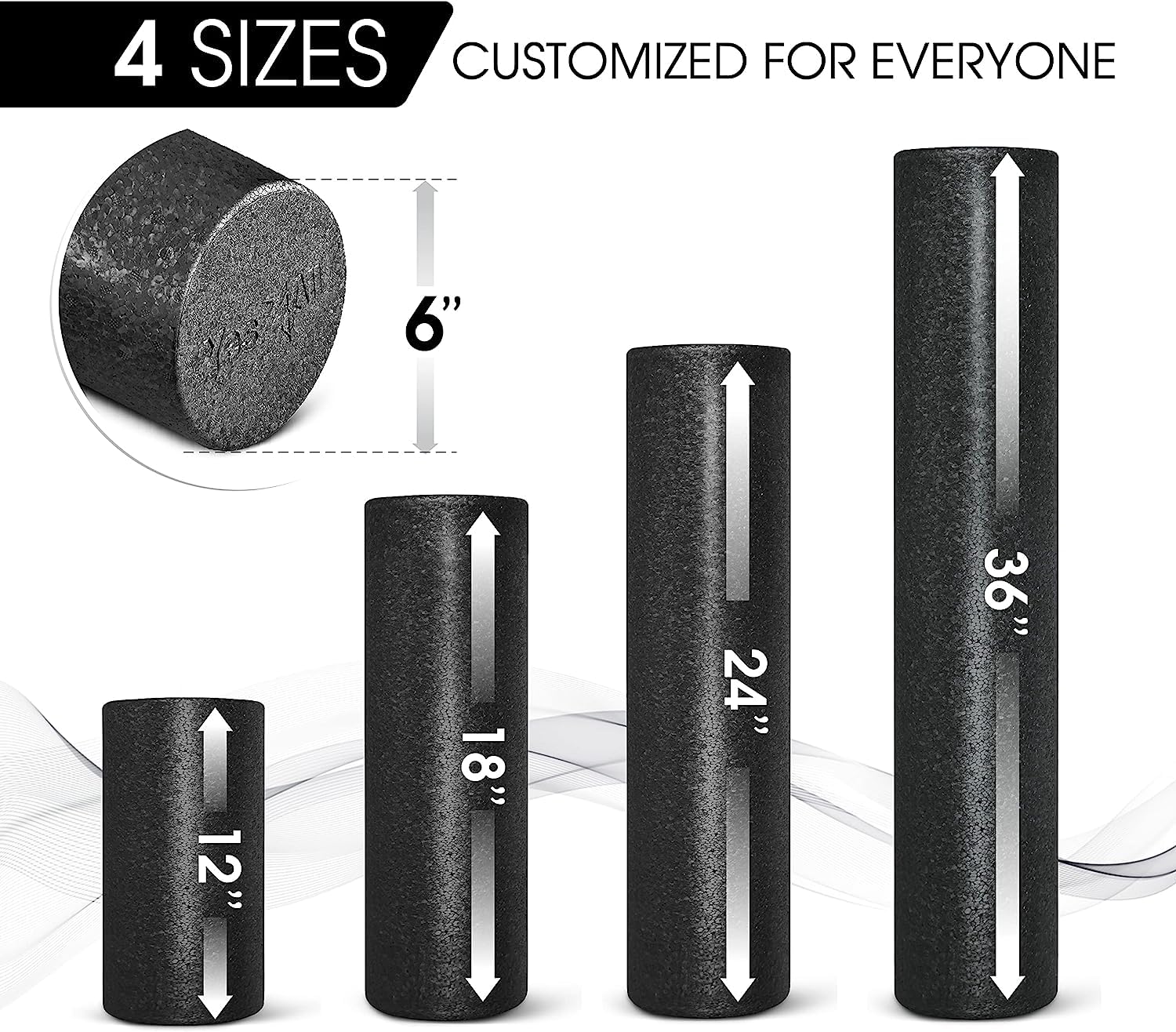 Yes4All High-Density EPP Round Back Roller Foam, Foam Roller for Yoga, Pilates & Stretching - 12, 18, 24, 36 inch 🍁 All In One Marketplace Canada