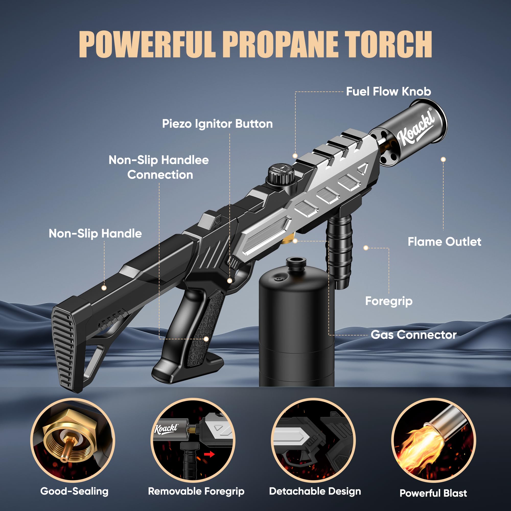 Powerful Propane Torch Gun, Blow Torch with Adjustable Flame, Flamethrower Kitchen Torch Gun Gas Welding Kits for Outdoor BBQ, Searing Steak, Camping & Charcoal Torch Lighter(Tank Not Included) 🍁 All In One Marketplace Canada