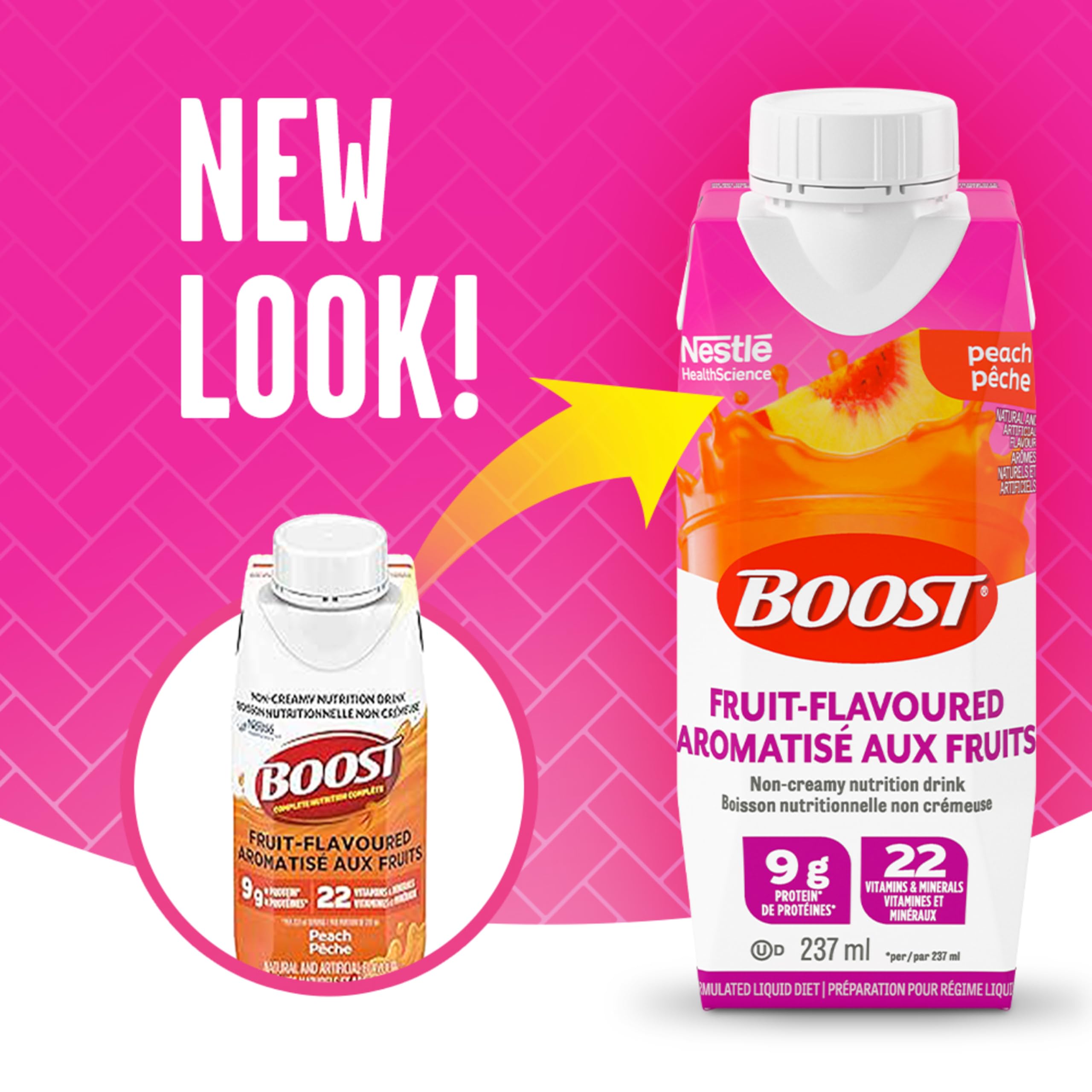 Boost Fruit Flavoured Drink Peach, 237ml, 24 count 🍁 All In One Marketplace Canada
