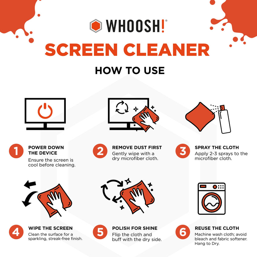 WHOOSH! Screen Shine Duo – Safe & Streak Free Electronics Cleaner for TV, OLED, MacBook, Laptop, Monitor and Car – Eyeglass Cleaner with 100ml + 8ml Bottles and 2 Microfiber Cloths 15x15 cm 🍁 All In One Marketplace Canada