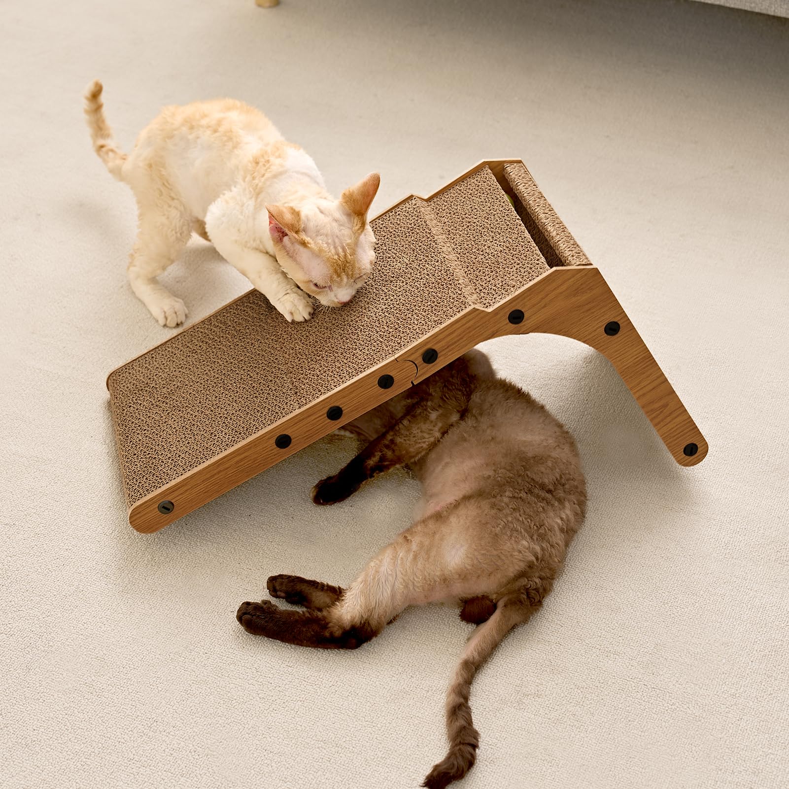 EHEYCIGA Cardboard Cat Scratcher for Indoor Cats, 68 CM L Shaped Vertical Cat Scratching Pad with Ball Cat Toy, Large Cat Scratcher Board 🍁 All In One Marketplace Canada