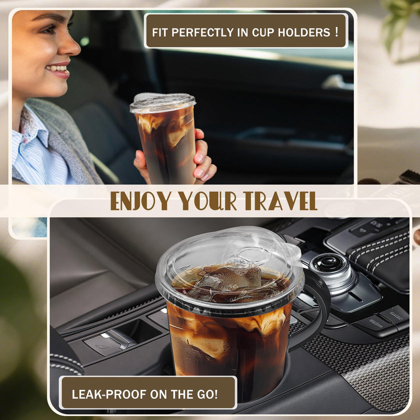 50 Pack 16oz Clear Plastic Cups with Sip Lids, Disposable Iced Coffee Cup with Strawless Lid for Party Wedding Catering Events, to Go Cups for Cold Drinks Smoothie Milkshake Lemonade Bubble 🍁 All In One Marketplace Canada