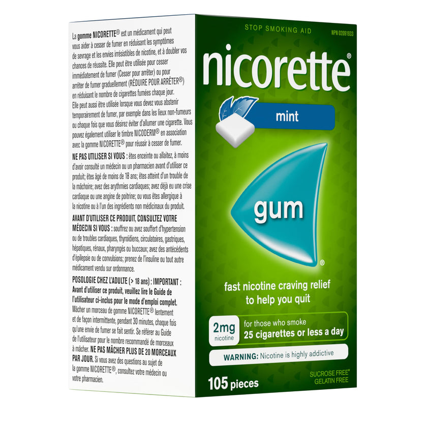 Nicorette Gum, Extreme Chill Mint, 2 mg, 105 Count 🍁 All In One Marketplace Canada