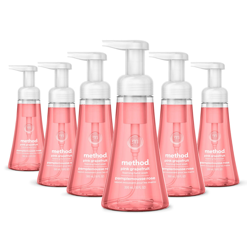 Method Foaming Hand Soap, Biodegradable Formula with Foaming Soap Dispenser Made of 100% Recycled Plastic, Pink Grapefruit Scent, 300 ml Soap Pump Bottles, 6 Pack 🍁 All In One Marketplace Canada