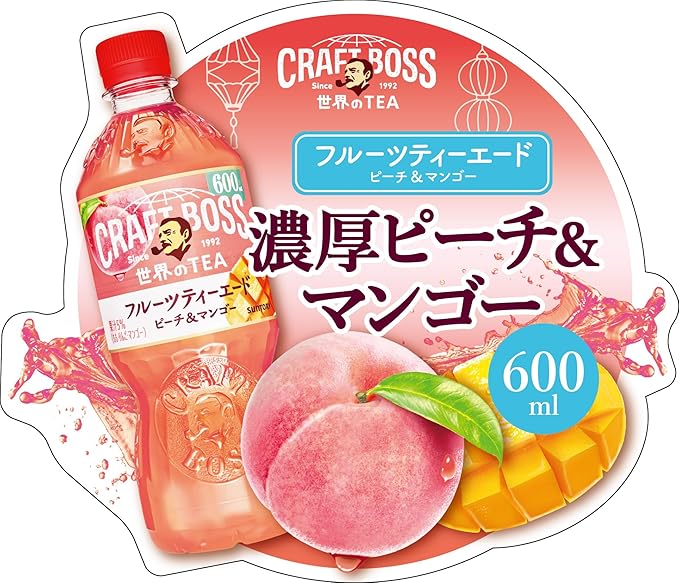 Suntory Craft Boss Fruit Tea Peach Ade & Mango (600ML) [Best Before Date: 2026.09]
