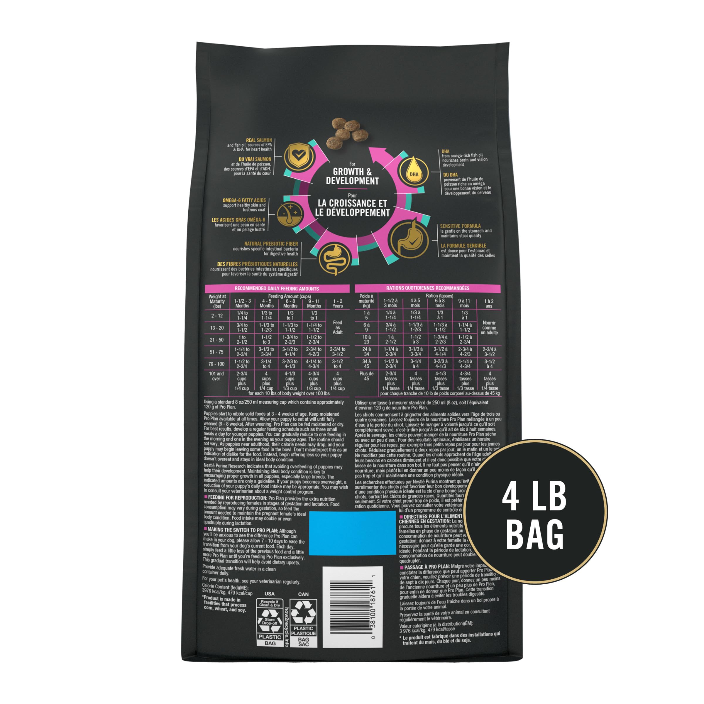 Purina Pro Plan Dry Puppy Food, Development Sensitive Skin & Stomach Salmon & Rice - 1.81 kg Bag (1 Pack) 🍁 All In One Marketplace Canada