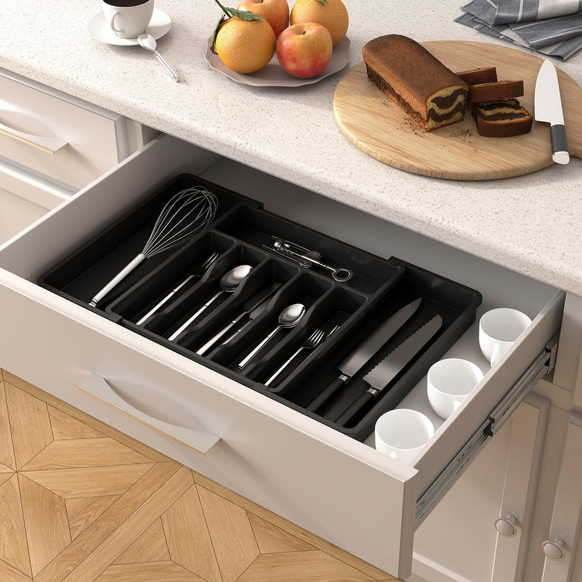 Lifewit Extra Large Cutlery Organizer, Expandable Silverware Drawer Organizer for Kitchen, Adjustable Cutlery Tray Drawer Organizer for Spoon Forks Knives, Cutlery Crocks, 13-22 x 15