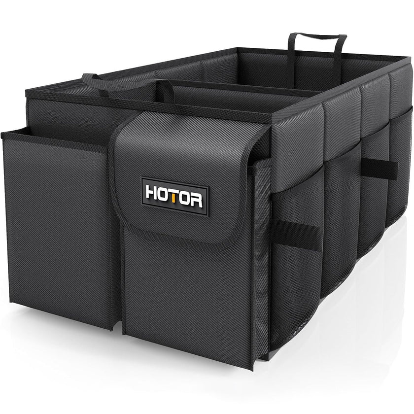 HOTOR Trunk Organizer - Car Organizer, Foldable Trunk organizer for SUVs & Sedans, Car Accessories, Tools, Sundries, 2 Compartments, Black 🍁 All In One Marketplace Canada