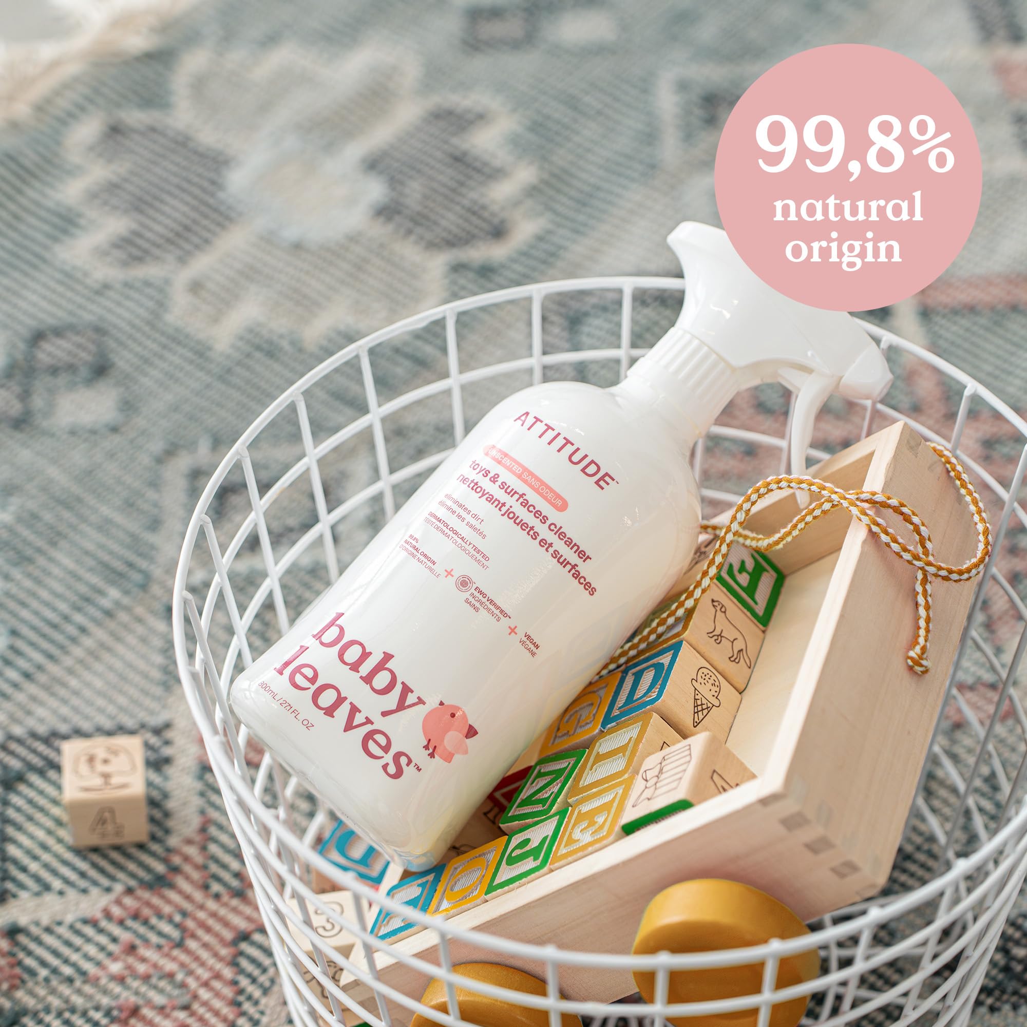 ATTITUDE Baby & Kids Toy Cleaner Spray, EWG Verified, Multi-Surface Cleaner for Toys, High Chairs & Play Areas, Naturally Derived, Vegan, Unscented, 800 mL (Pack of 3) 🍁 All In One Marketplace Canada