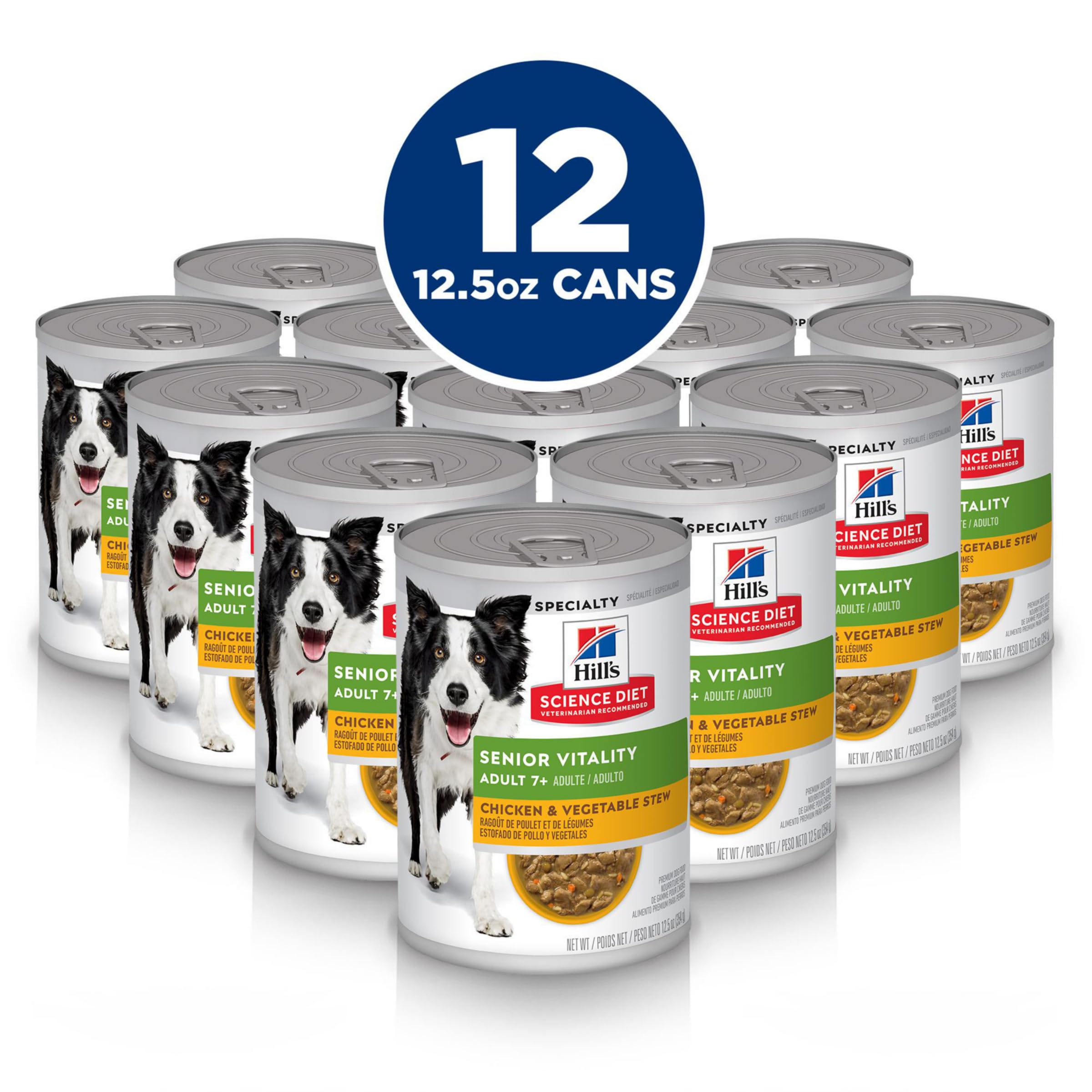 Hill's Science Diet Adult 7+ Senior Vitality Canned Dog Food, Chicken & Vegetable Stew, 12.5 oz, 12 Pack Wet Dog Food 🍁 All In One Marketplace Canada