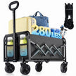 Collapsible Wagon Cart with Wheels Foldable - Lightweight 280LBS Heavy Duty Folding Utility Portable Beach Wagon with All-Terrain Wheels for Groceries Shopping Garden Sports Camping 🍁 All In One Marketplace Canada
