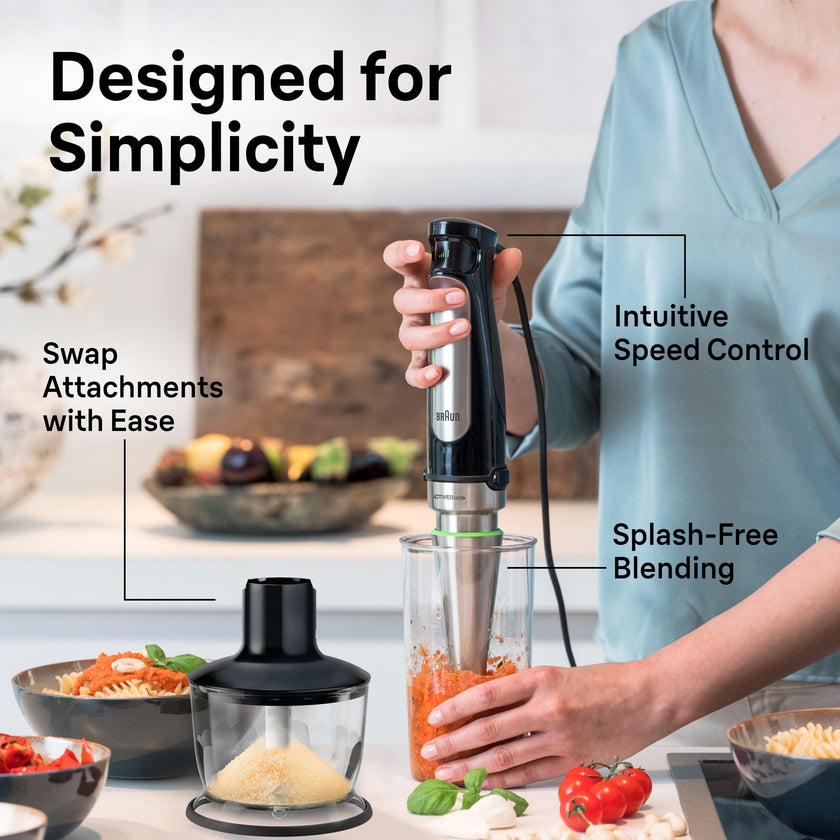 Braun MultiQuick 7 3-in-1 Immersion Blender with Food Processor – Powerful Handheld Electric Stick Blender - Emulsifier for Chopping, Beating & Whisking - Ideal for Soup, Puree, Smoothies & More 🍁 All In One Marketplace Canada