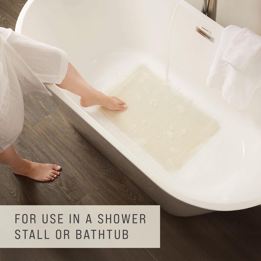 Rubbermaid Commercial Products Bath Tub and Shower Mat | Medium - 14 x 24 in. | White | Machine Washable | Safti-Grip Non-Slip Bathroom Mat with Suction Cups for Home/Hotel/Shower/Bathtub 🍁 All In One Marketplace Canada